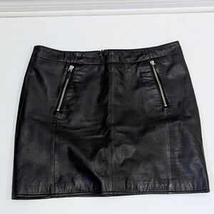 Part Two black leather mini skirt